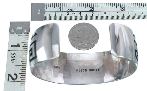 Native American Genuine Sterling Silver Overlay Cuff Bracelet AX121839